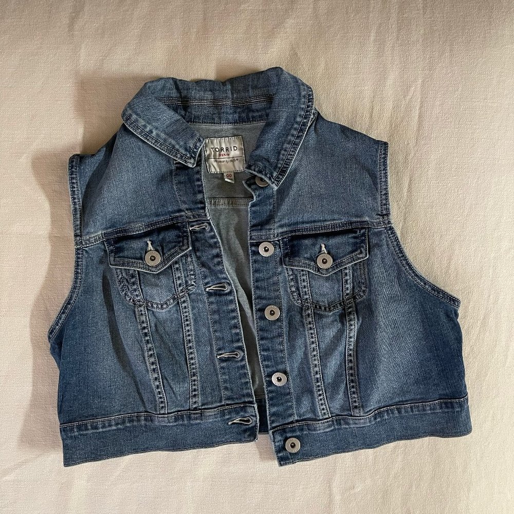 Torrid Crop Denim Vest